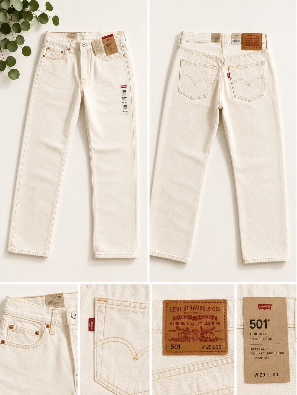 Levi's 501 Original Fit White Jeans Size W29 L30